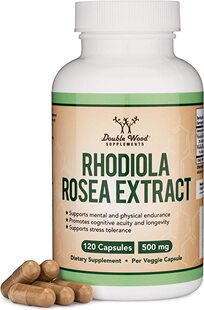 美国代购Rhodiola Rosea Supplement 500mg, 120 Vegan Capsules