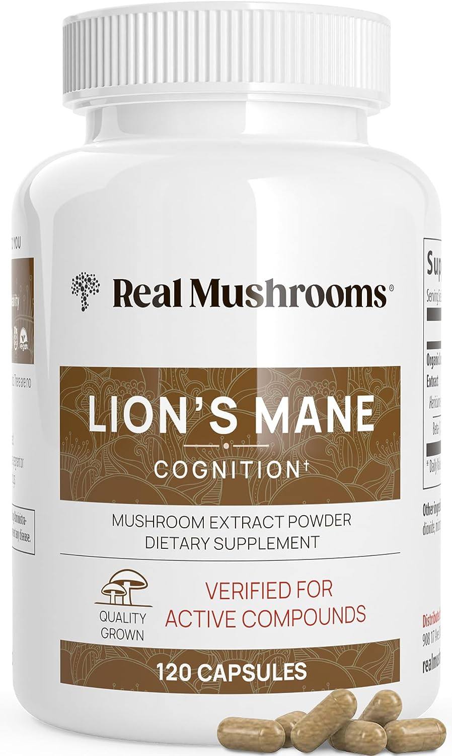 美国代购Real Mushrooms Lion’s Mane Capsules - Organic Lions