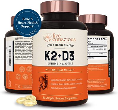 美国代购Live Conscious Vitamin K2 MK7 with D3 Supplement by