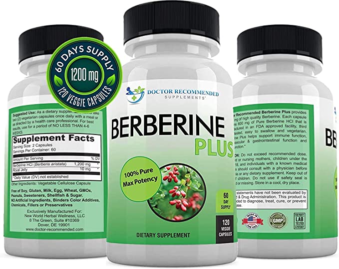 美国代购Berberine Plus 1200mg Per Serving - 120 Veggie Capsu