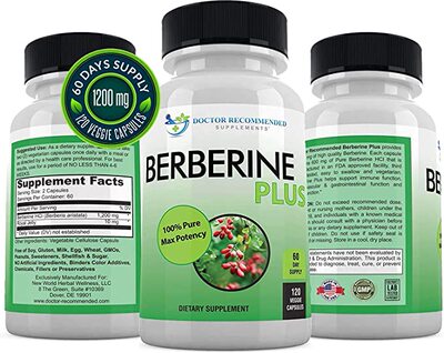 美国代购Berberine Plus 1200mg Per Serving - 120 Veggie Capsu