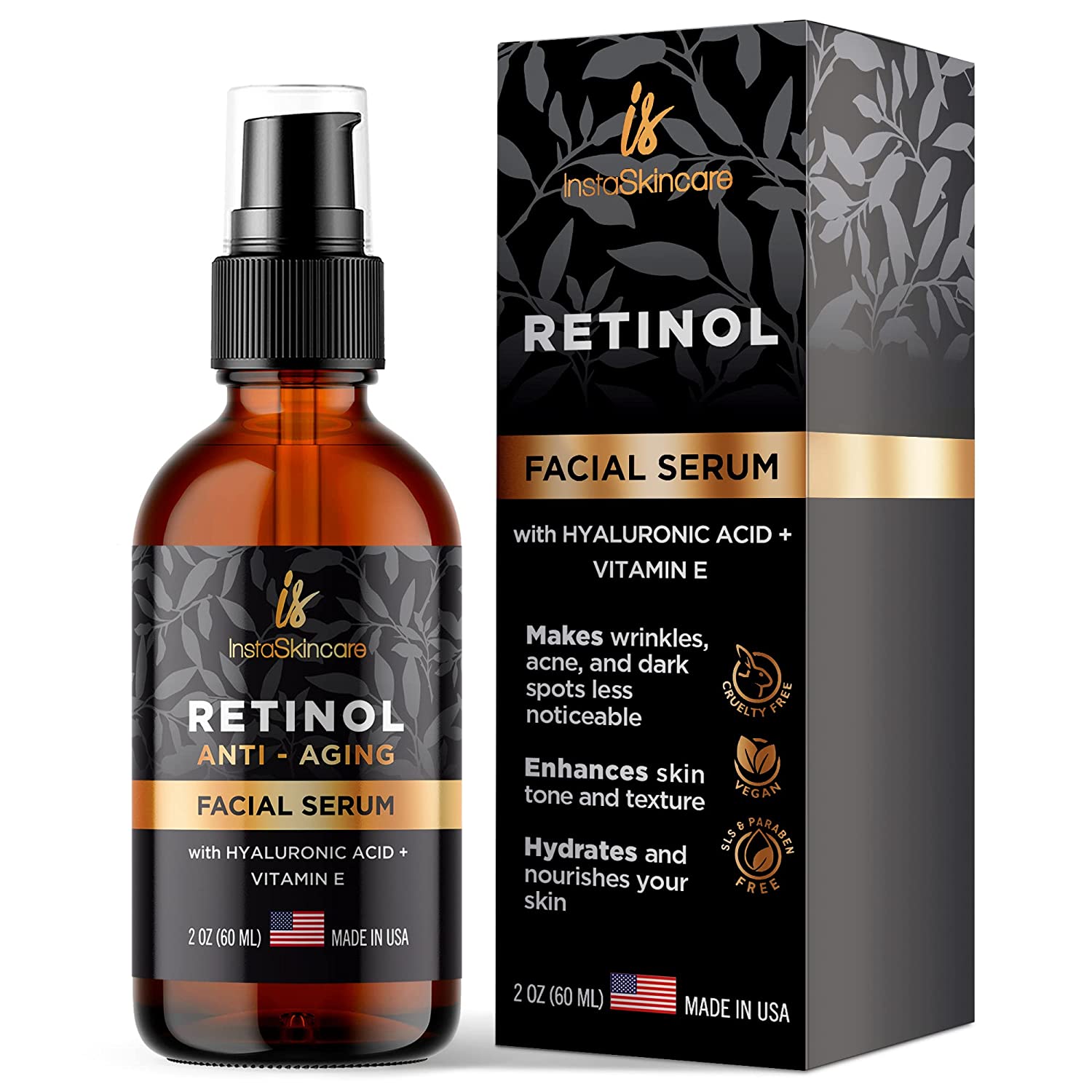 美国代购Retinol Serum for Face with Hyaluronic Acid + Vitami