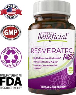 美国代购PURELY beneficial RESVERATROL1450-90day Supply, 1450