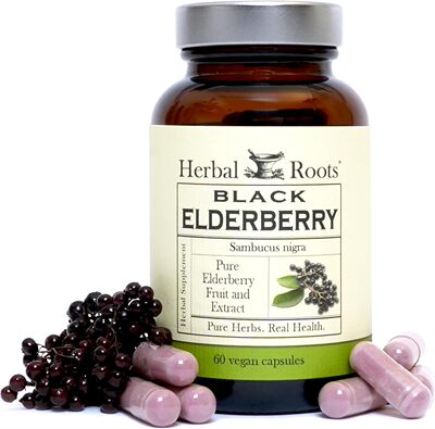 美国代购Herbal Roots Black Elderberry Capsules - Max Strengt