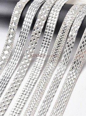 多种款式带背胶水晶玻璃胶条白色自粘钻带服装家居鞋包汽车等装饰