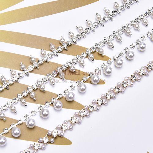 韩版珍珠镶嵌水钻手工DIY裙摆