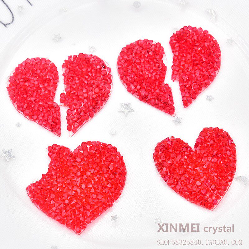 烫钻红色心形桃心花样图案衣服烫图贴钻包包服装diy辅料