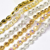 直销 饰链条 帽包包装 1.2cm宽太阳花水钻手缝链服装 婚纱礼服发饰鞋