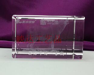 战狼内雕水晶奖杯 立体内雕狼摆件 纪念品 头狼奖牌 免费刻字