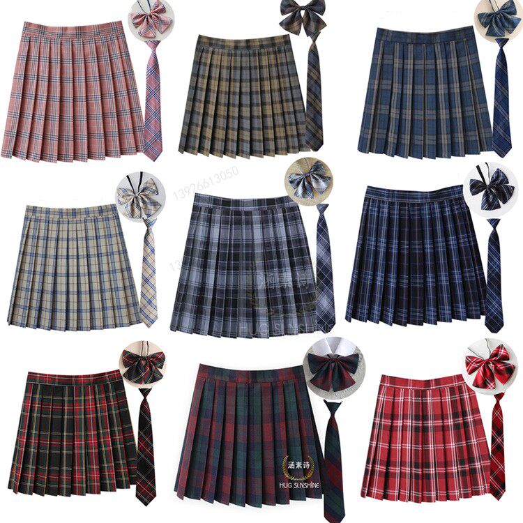 少女学生校服jk制服百褶裙可爱学院风半身裙格子高腰百搭软妹短裙