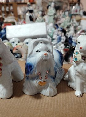 石湾陶瓷公仔家居装饰摆件手工艺客厅动物桌面地柜博古架生肖狗