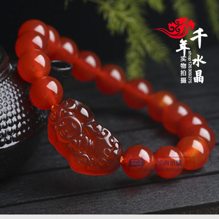 天然红玛瑙貔貅手链女款