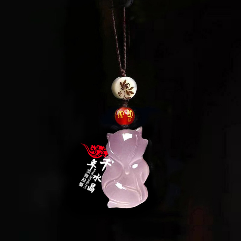 粉水晶狐狸吊坠紫水晶