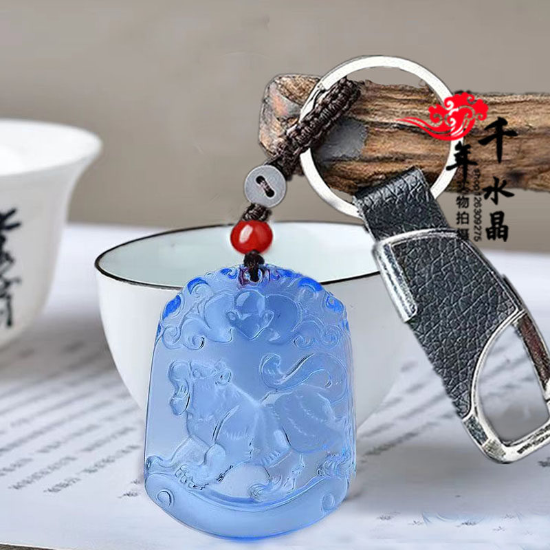 蓝水晶虎吊坠十二生肖