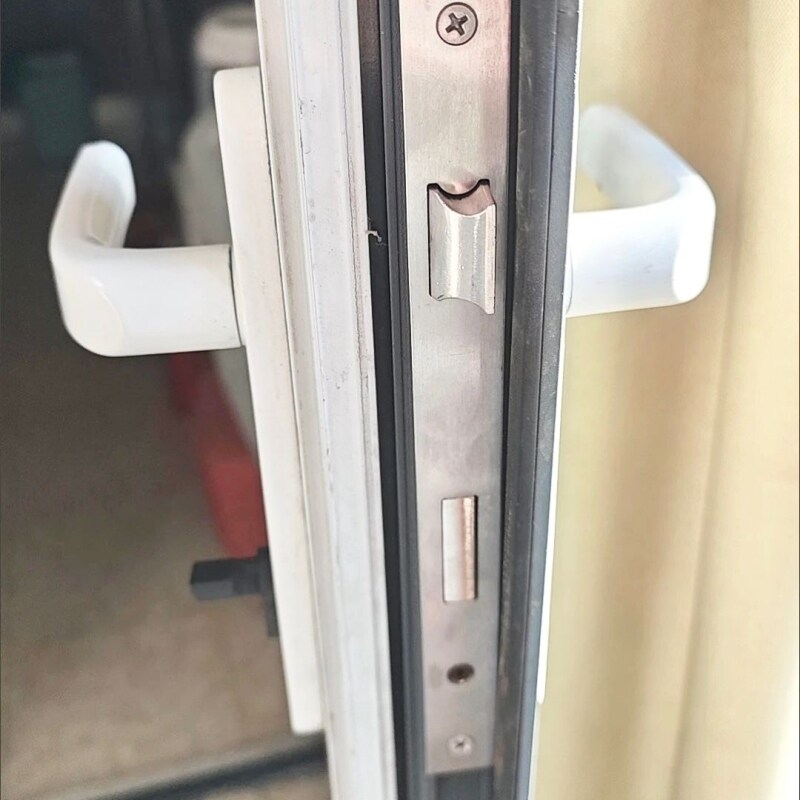 黑白把手平开锁高矮门锁纱门锁芯窄型铝合金拉手85断桥执手锁