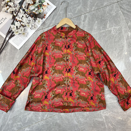 布谷-026春上新真丝香云纱印花国风短外套YS157-B