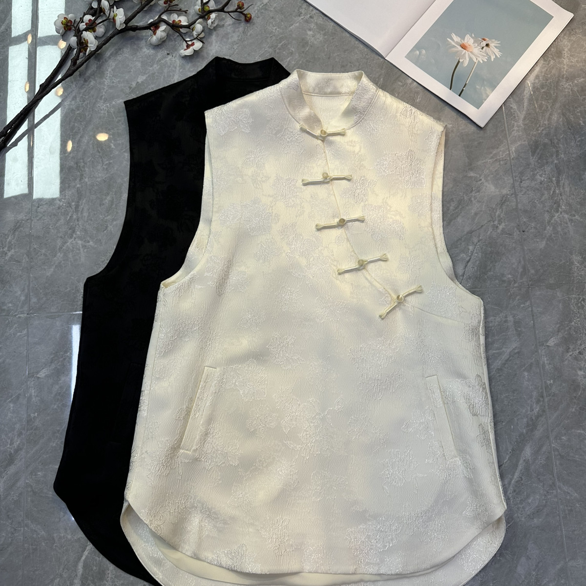 布谷-26年早春新中式国风立领提花盘扣中长款马甲YS135-B12,女装/女士精品,马夹,淘宝优惠券,粉丝福利购,淘宝优惠卷