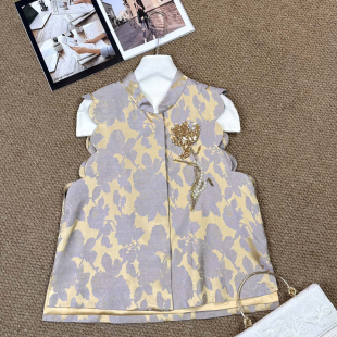 繁花织进桑蚕丝里马甲YS11 49008560 桑蚕丝法绣把春天 布谷