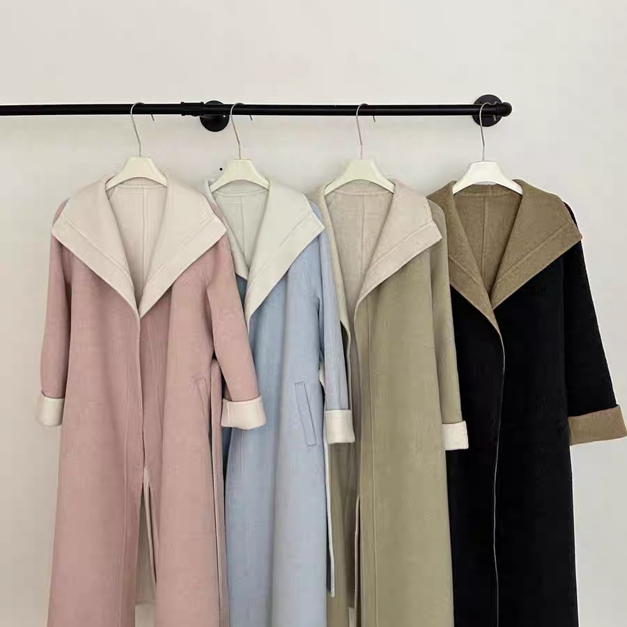 MOM大衣收腰宽松显瘦气质毛呢羊毛外套(配腰带)（含70羊毛）121