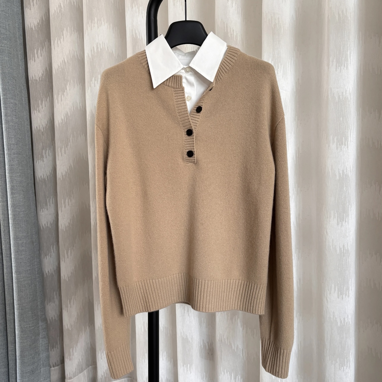 MOM冬上新缪系高智松弛精致感假两件针织衫毛衣毛衣QF11-5056