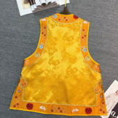 花手工一字扣轻国风背心中长款 马甲 含85羊毛 布谷 YS227 G40