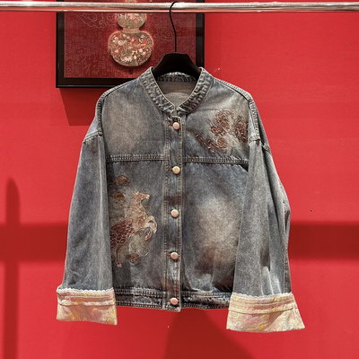 布谷-26年春款设计感工装风短款刺绣牛仔外套YS2-w69