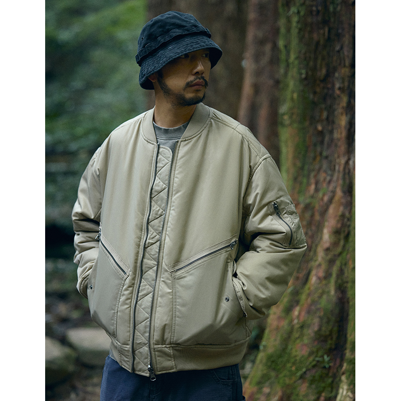 男士棒球领薄款棉衣外套