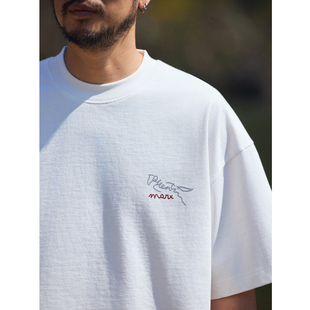 QuentinMarx日系重磅男士短袖马年印花纯棉T恤休闲宽松圆领潮牌夏