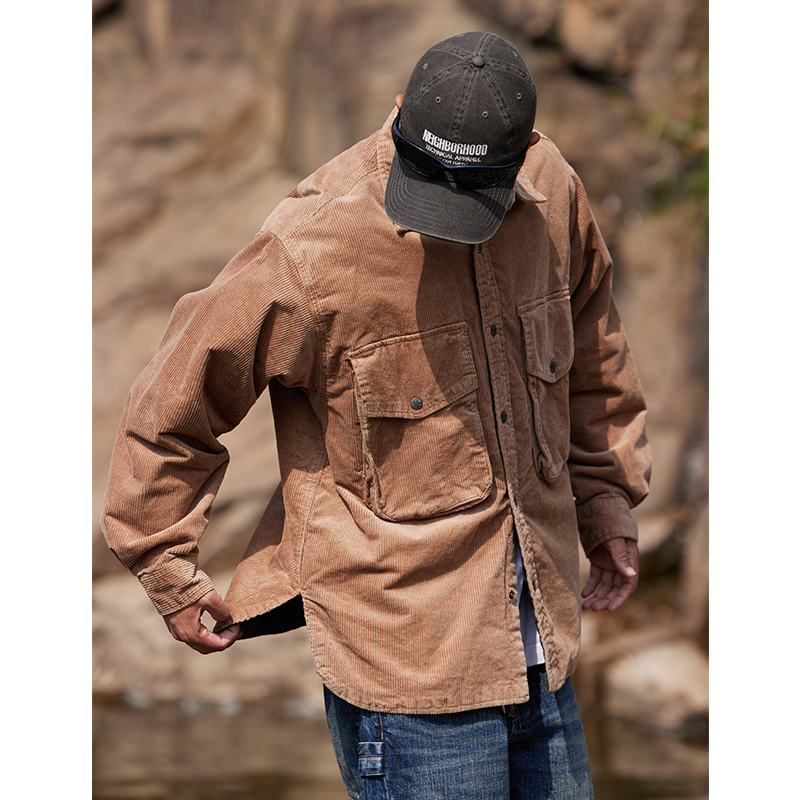 日系男士灯芯绒薄棉衣外套