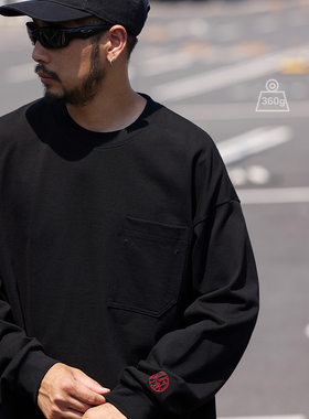 Quentin Marx男士重磅长袖T恤宽松休闲刺绣百搭打底卫衣潮男秋冬