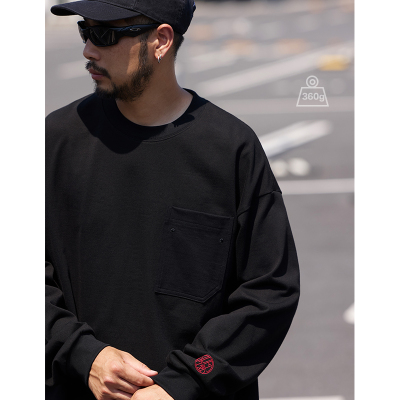 Quentin Marx男士重磅长袖T恤宽松休闲刺绣百搭打底卫衣潮男秋冬