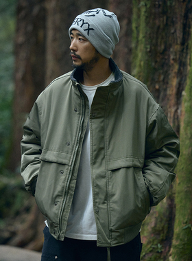 Quentin Marx日系复古做旧男士夹克棉服冬季加绒宽松休闲棉衣外套