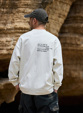 Quentin Marx日系男士410g重磅长袖拼接套头卫衣男纯棉圆领潮秋冬