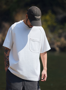 Quentin Marx日系重磅男士圆领纯棉短袖T恤宽松休闲男装潮牌夏季