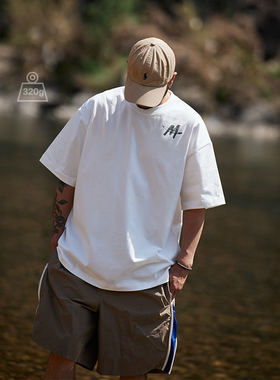 Quentin Marx夏季重磅男士短袖T恤纯棉宽松简约打底大码情侣t潮牌