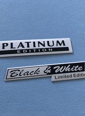 Black&White Limited Edition版车贴标PLATINUM铝合金装饰车标贴