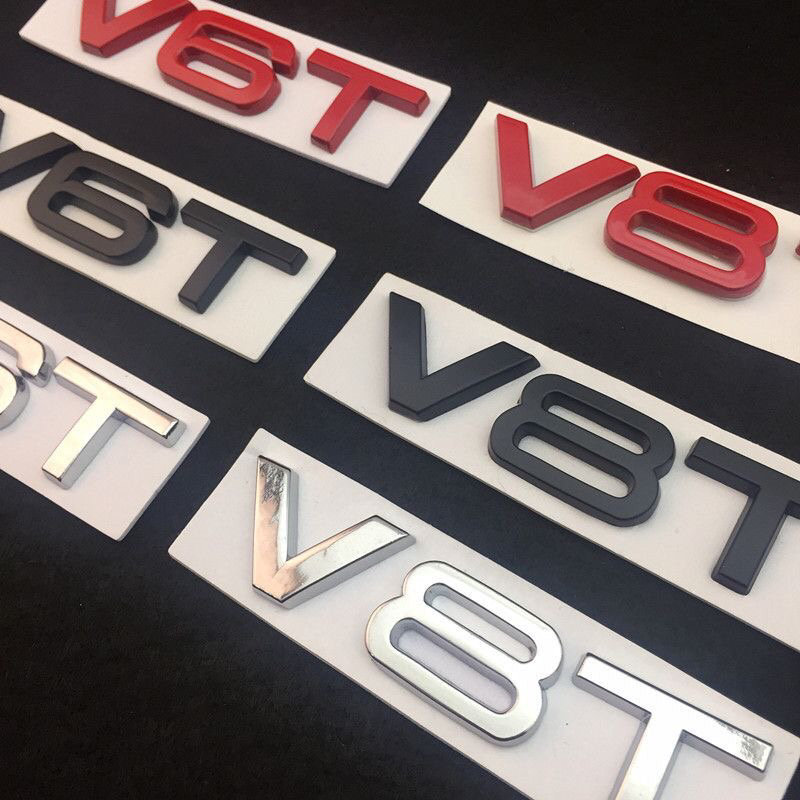 适用于奥迪A6L A7 A8L Q5 Q7 Q8改装车标V6T V8T中网标尾标侧标贴