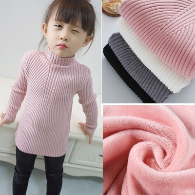 秋冬高领加绒加厚双层黑色打底衫