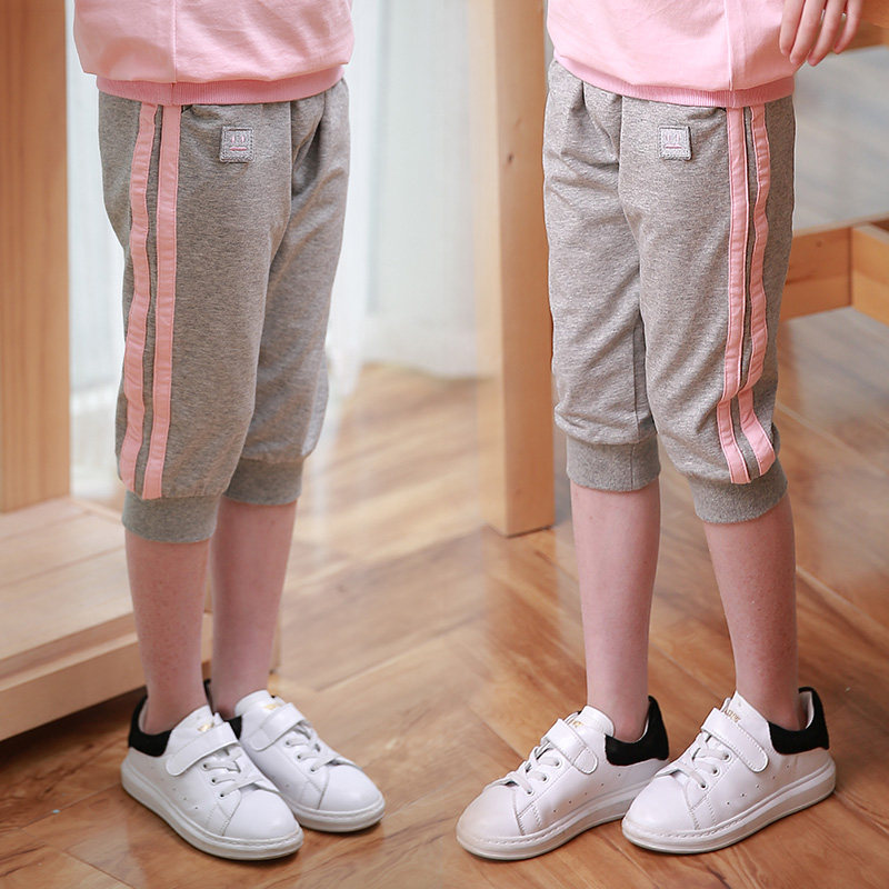 女童裤子新款夏季薄款洋气儿童七分裤宽松中裤大童运动裤纯棉短裤