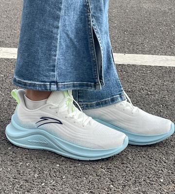 安踏一体织跑步鞋男鞋2025夏季新款网面透气减震软底舒适