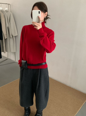 FEIDING1-上新纯色百搭高领套头长袖保暖毛衣（含100羊毛）YS2-33