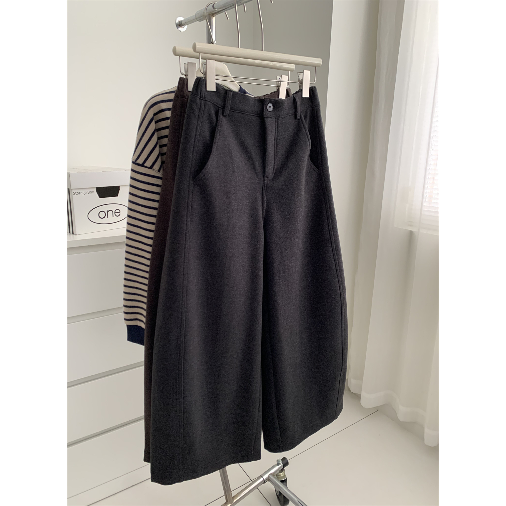 气质韩版加厚羊毛弯刀裤