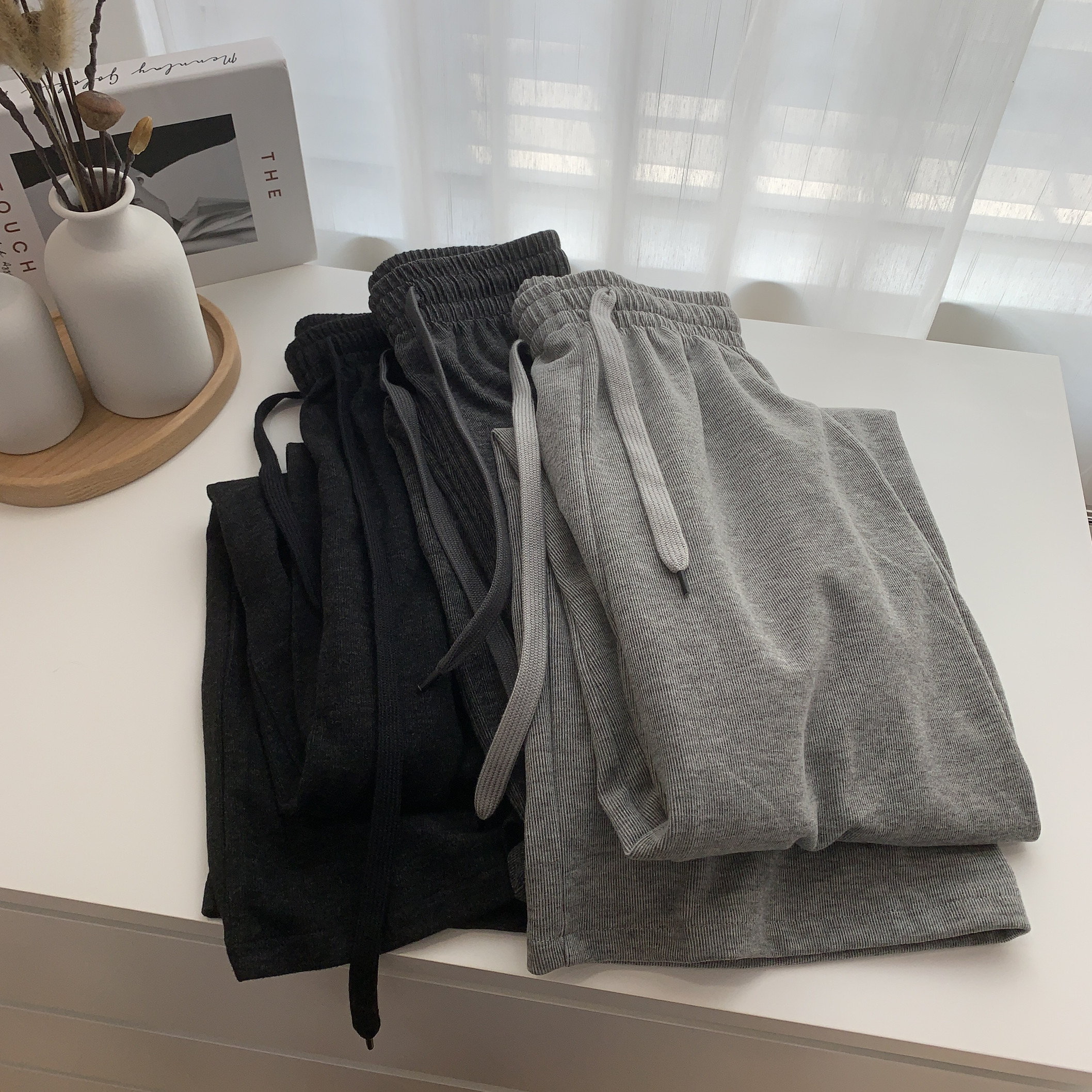 高腰显瘦休闲慵懒垂感糯米雪花裤