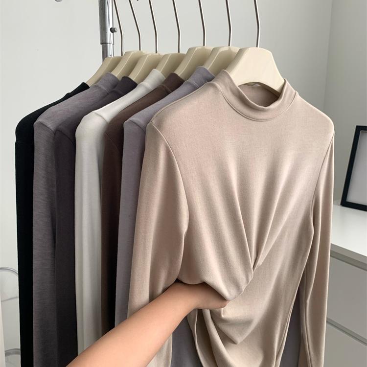 莱赛尔天丝羊毛立领保暖打底衫