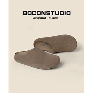 限时78~真皮厚底勃肯鞋女春夏外穿包头博肯足弓支撑半拖鞋穆勒鞋