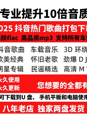 2025抖音歌曲车载无损音源高品质音乐包mv热门DJ经典流行mp3网盘