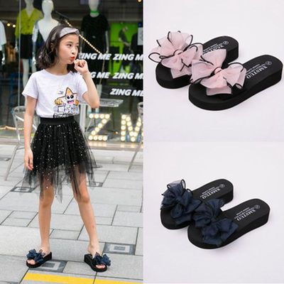 可爱蝴蝶结外穿沙滩海边儿童拖鞋
