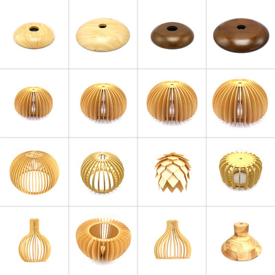 实木灯罩原木胡桃木色E27吊替换