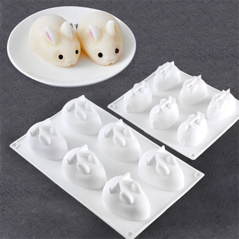 网红兔子猪立体卡通造型硅胶模具diy慕斯蛋糕果冻布丁模手工皂模