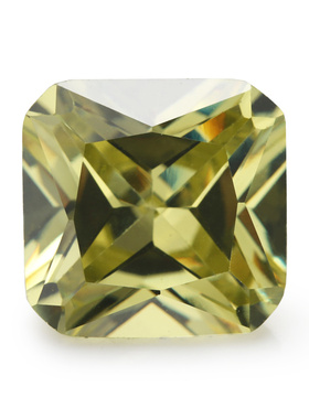 3x3--10x10mm 5A 正方形倒角 橄榄黄锆石  梧州人造宝石 水钻DIY